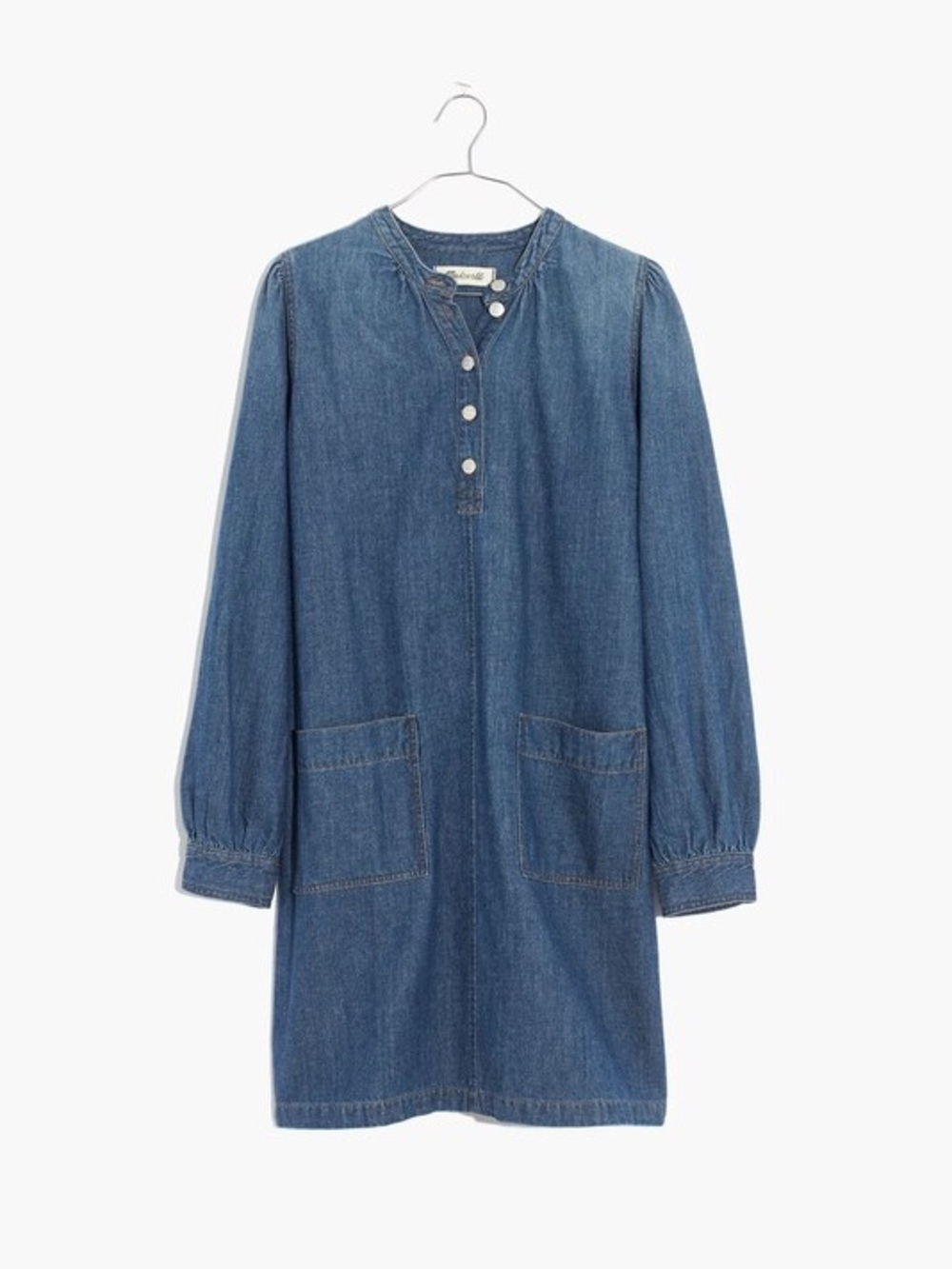 Madewell Denim Button-Pocket Shift Dress - Blue